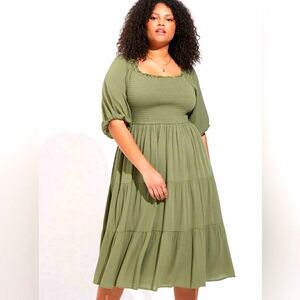 NWT Midi Gauze Off The Shoulder Tiered Dress Sz 3